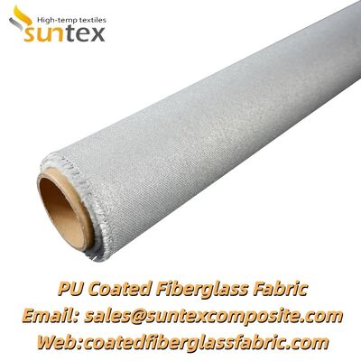 Heat Resistant Fireproof PU Coated Fiberglass Fabric with 550℃ Temperature Resistance and Silver Grey Color