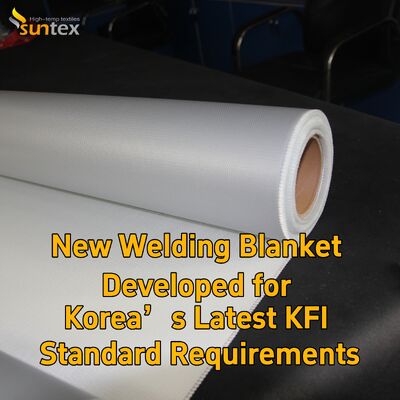 Suntex KFI Certified Grey Silicone Fiberglass Welding Blanket for Korea Market