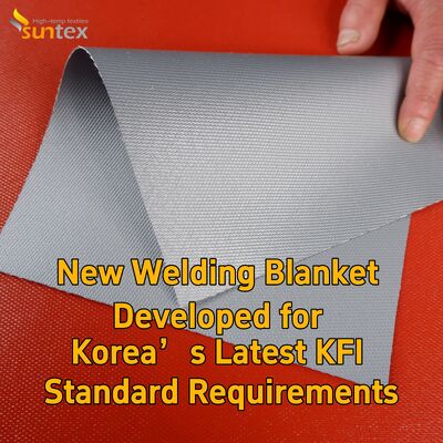 Suntex KFI Certified Grey Silicone Fiberglass Welding Blanket for Korea Market
