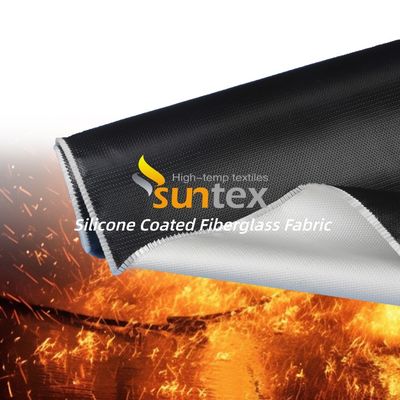 Double Sided Silicone Coated Fiberglass Insulation Fabric with 590 g/m2 Weight and 0.45 mm Thickness for Heat Insulation