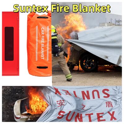 Alfombra para fogata Suntex con cobertura de 60 minutos y mitigación de explosiones por privación de oxígeno en incendios de vehículos eléctricos