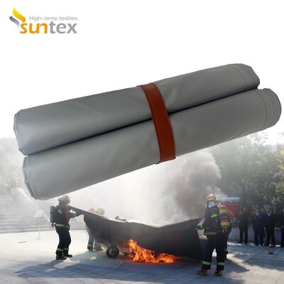 EV Car Fire Blanket with 550℃/1000℃ Thermal Resistance for Oxygen Deprivation Fire Control in Gray