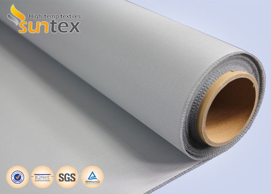 Tela de fibra de vidrio gris ignífuga de 60 minutos, 0,4 mm, recubierta de PU para cortinas cortafuegos y cortinas de humo