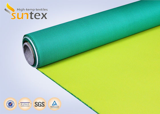 Tejido de Fibra de Vidrio con Recubrimiento de PU Amarillo Verde, Material para Cortinas Antifuego para Sistemas de Distribución de Aire y Soldadura