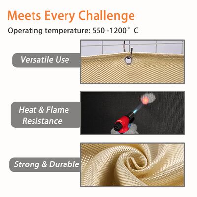 Cubierta de soldadura de fibra de vidrio 100% resistente al calor 550 °C Cubierta de fuego recubierta de acrílico para soldadura y protección contra incendios