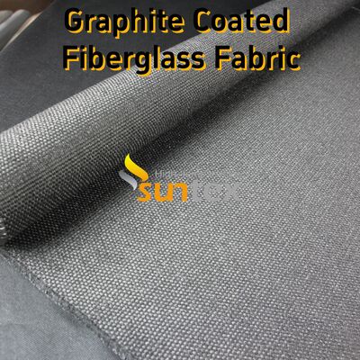 Graphite Coated Fiberglass Fabric with 750℃ Temperature Resistance Abrasion Resistant Black Plain Weave for Industrial Applications