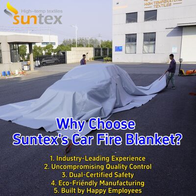 EV Car Fire Blanket with 550℃/1000℃ Thermal Resistance for Oxygen Deprivation and Gray Color Fire Pit Mat