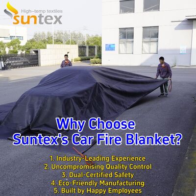 Cubierta de incendio para automóviles Suntex EV con resistencia térmica a 550 °C/1000 °C para la privación de oxígeno y control de incendios con baterías portátiles de iones de litio