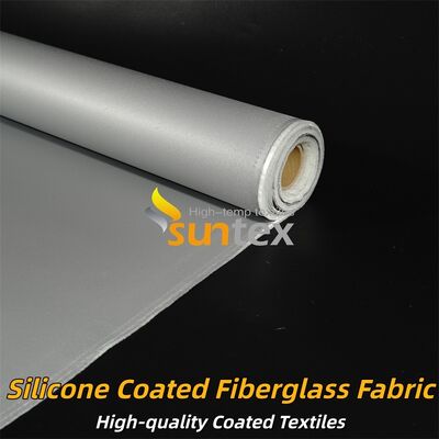 Tejido de fibra de vidrio recubierto de silicona ignífugo Tejido de cortina de color gris de doble cara para aislamiento térmico industrial y seguridad