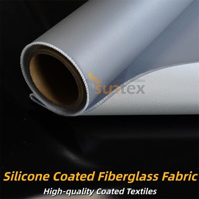 Tejido de fibra de vidrio recubierto de silicona duradero material ignífugo de doble cara gris ideal para aislamiento térmico y cortinas de protección