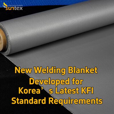 Suntex KFI Certified Grey Silicone Fiberglass Welding Blanket for Korea Market